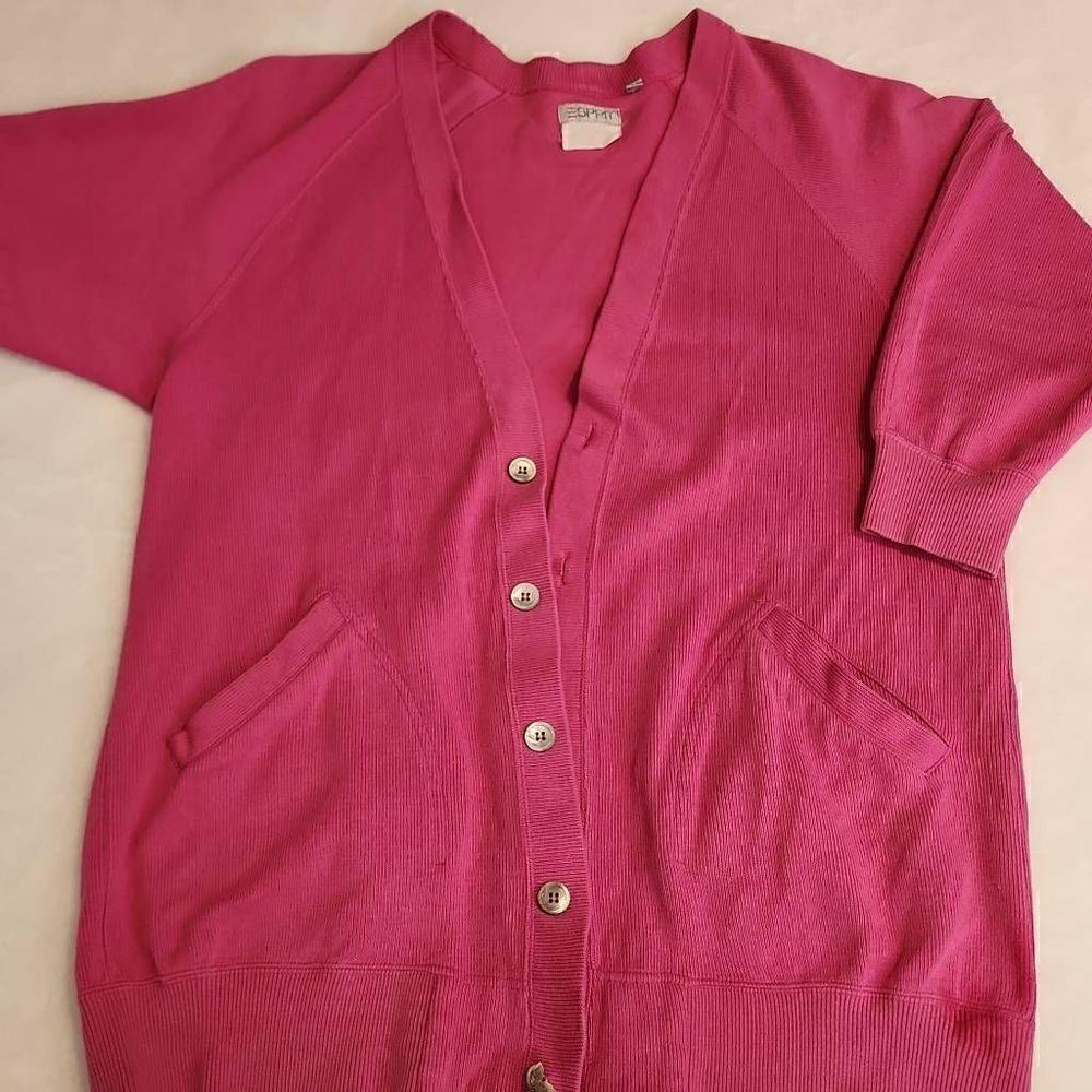 Vintage Esprit Women's Pink Size Small Oversized Cardigan